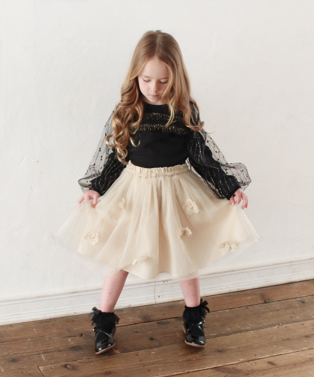 子供服Rora お花モチーフ チュールスカート