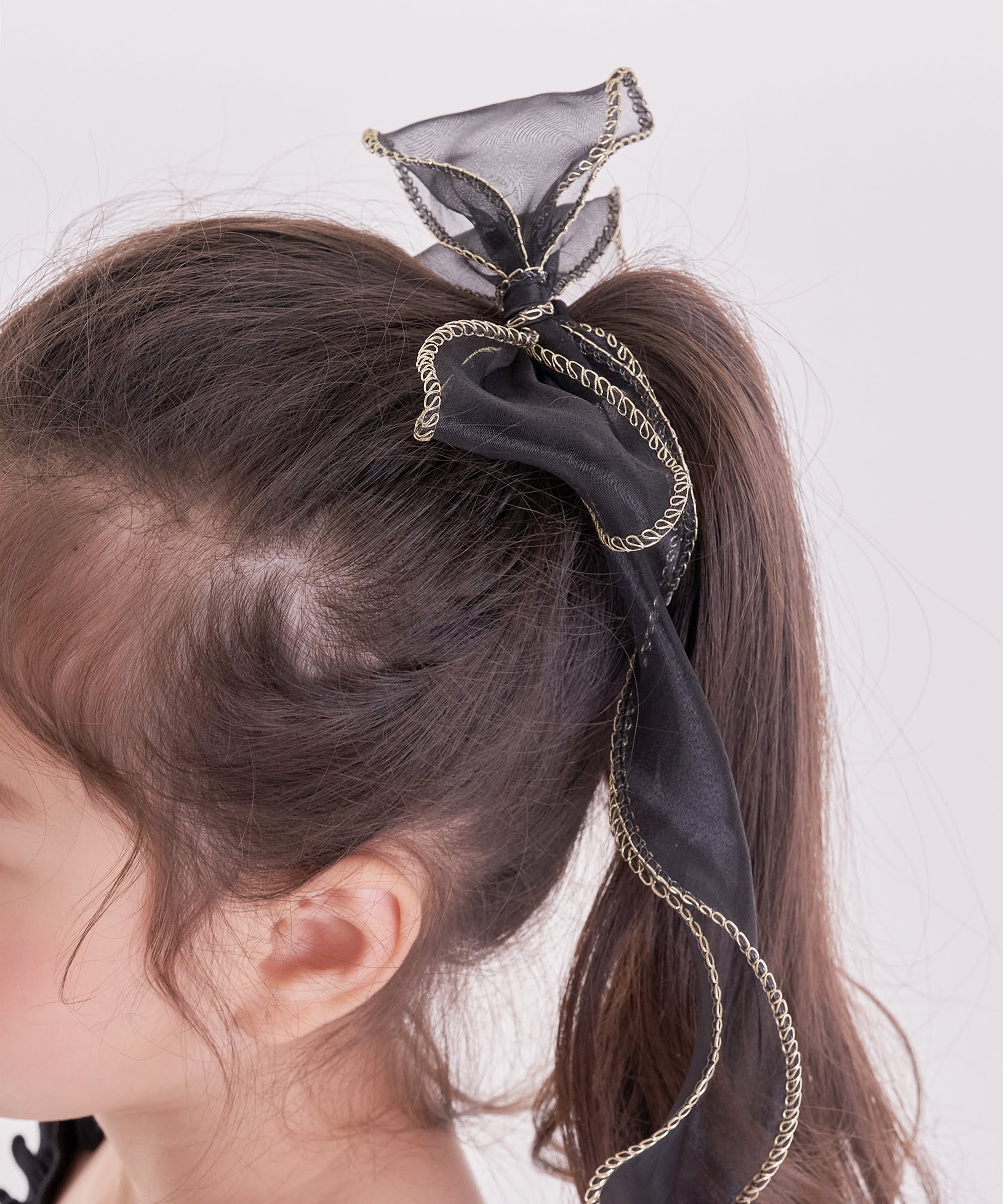 確認　ゆれるヘアリボン ヘアゴム ロングリボン　883　ゴールドムーン　水色 確認ゆれるヘアリボン ヘアゴム ロングリボン883ゴールドムーン水色